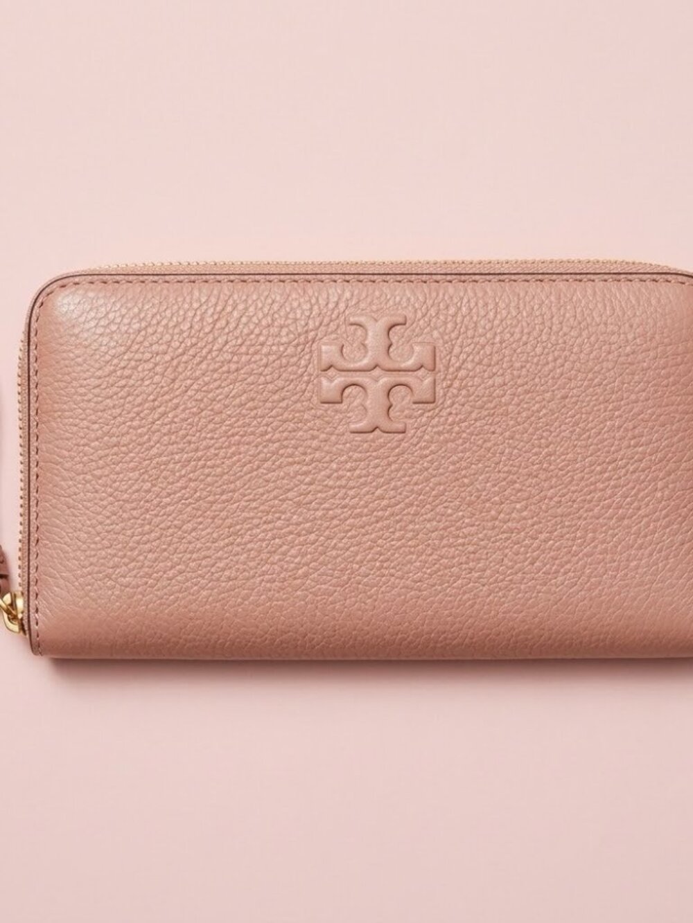 NWT Tory Burch Rose Brown Leather Zip Wallet